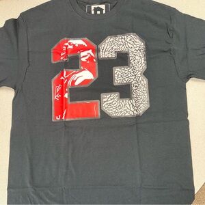 Black T-Shirt with Red and Gray Number Design
